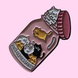 Small "Antidepressants' Cat Pin